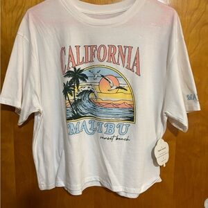 California Malibu Graphic Crop Top - White